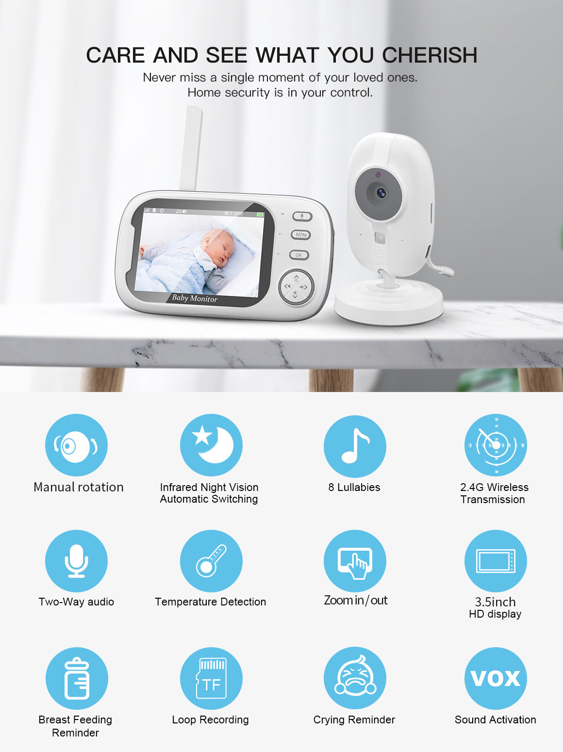 HTMCK 3.5 Inch Baby Monitor wi - Baby Products Video ulasan dan harga